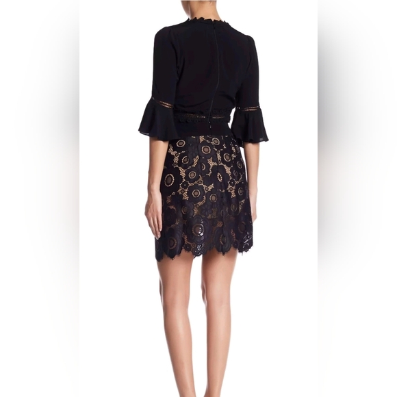 For Love & Lemons Black Lace Over Nude Lining Skirt - Size Small. - Picture 9 of 9